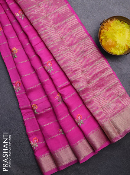 Assam silk saree pink with allover zari weaves & embroidery work buttas and zari woven border