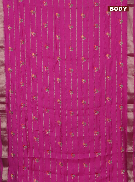 Assam silk saree pink with allover zari weaves & embroidery work buttas and zari woven border