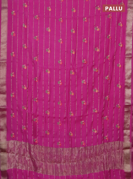 Assam silk saree pink with allover zari weaves & embroidery work buttas and zari woven border