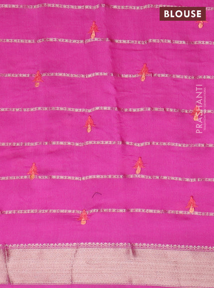 Assam silk saree pink with allover zari weaves & embroidery work buttas and zari woven border