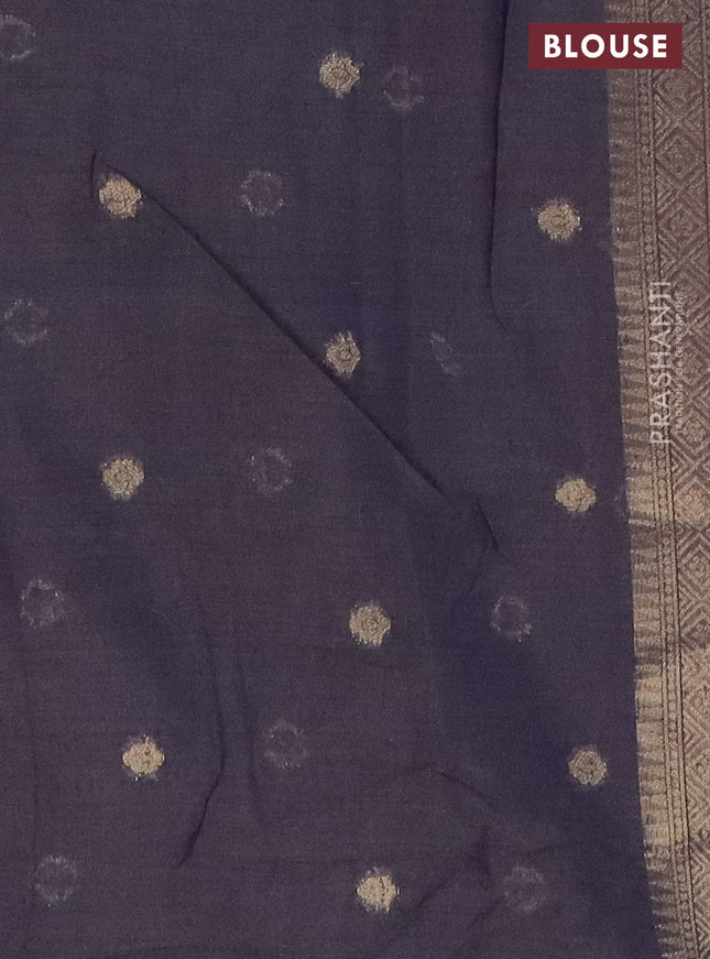 Munga cotton saree pink shade and blue with thread woven floral buttas in borderless style