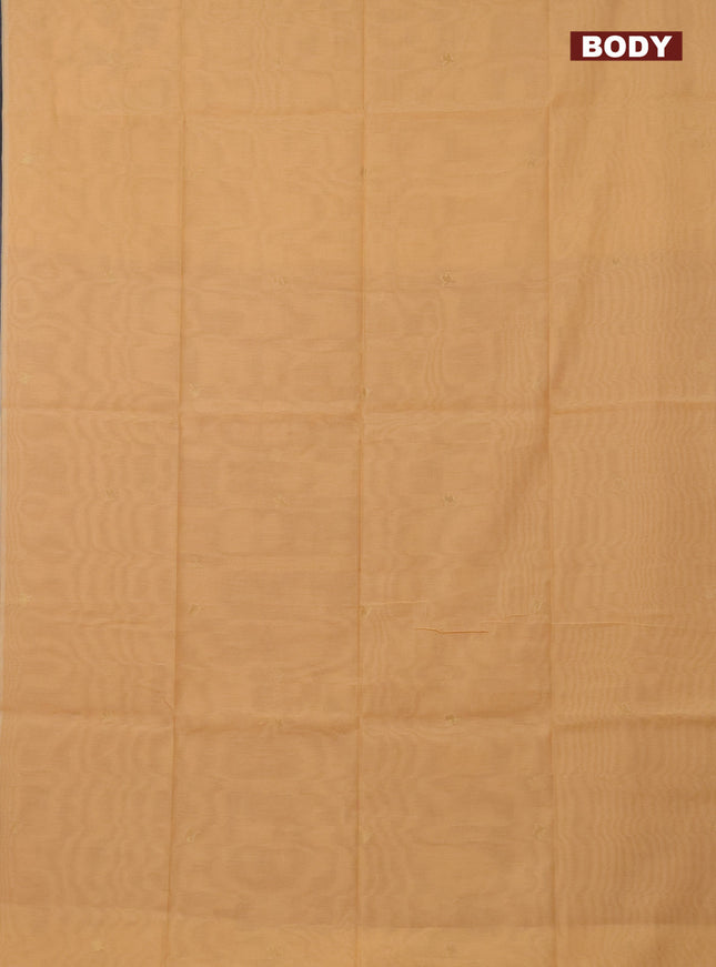 Munga cotton saree orange and mustard shade with zari woven buttas in borderless style