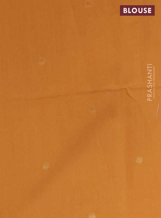 Munga cotton saree orange and mustard shade with zari woven buttas in borderless style