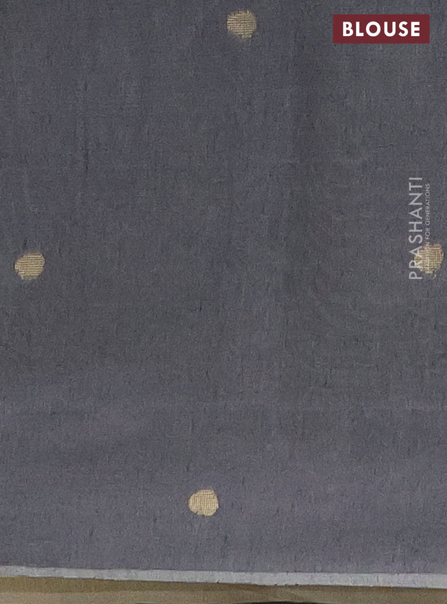 Munga cotton saree sandal and dark grey shade with zari woven buttas in borderless style