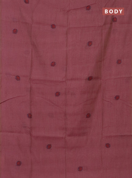Munga cotton saree mauve pink and maroon with allover thread woven buttas in borderless style