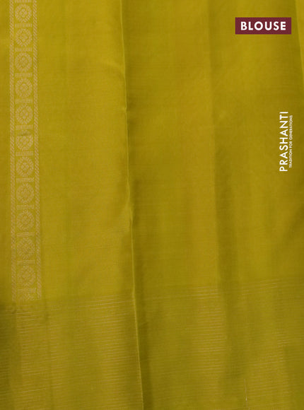 Pure soft silk saree light pink and yellow with allover zari woven brocade weaves and zari woven border