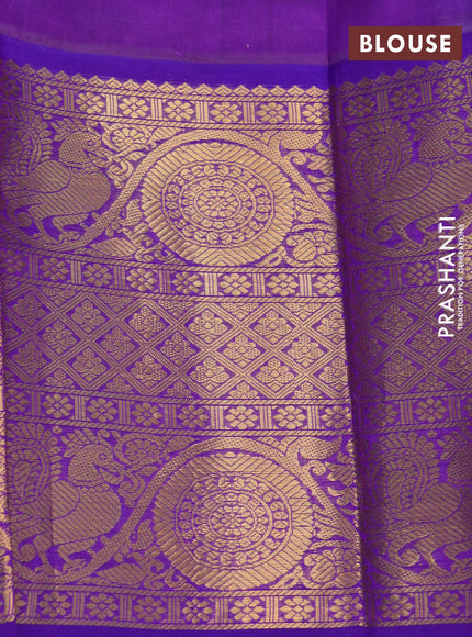 Kuppadam silk cotton saree teal blue and violet shade with allover zari weaves and long zari woven border