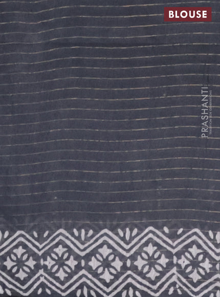 Semi bamboo saree pastel green shade and grey with allover sequin zari stripes & Butta prints and printed border