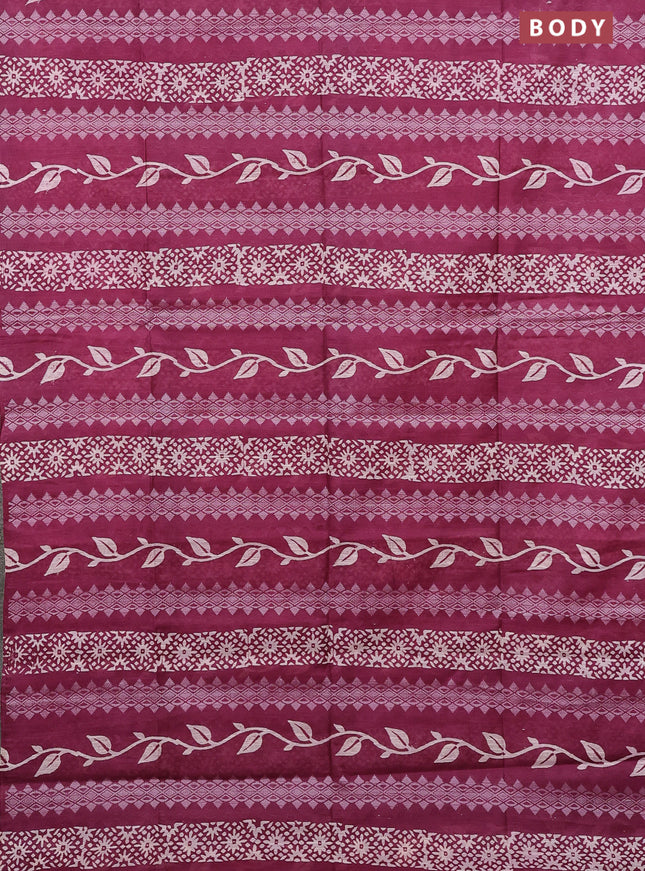 Semi bamboo saree mauve pink and sandal with allover thread weaves & prints in borderless style