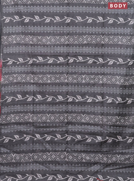 Semi bamboo saree grey and candy pink with allover thread weaves & prints in borderless style