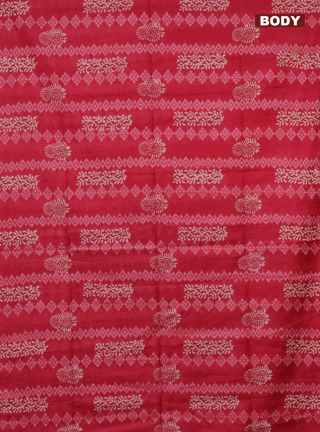 Semi bamboo saree pink shade and maroon shade with allover thread weaves & prints in borderless style