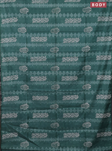 Semi bamboo saree pastel green and elephant grey with allover thread weaves & prints in borderless style