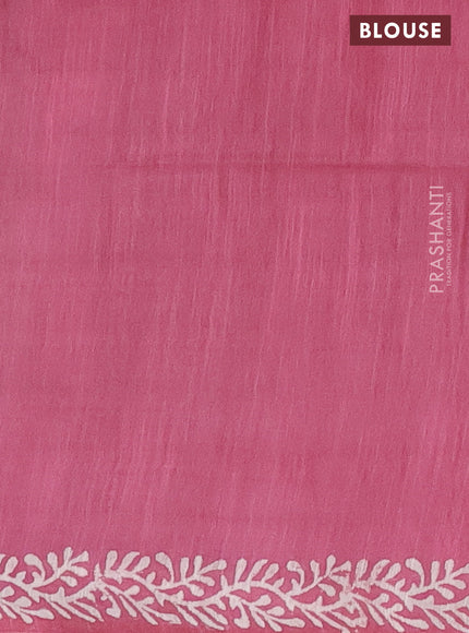 Semi bamboo saree light green and pink shade with allover thread weaves & prints and printed border