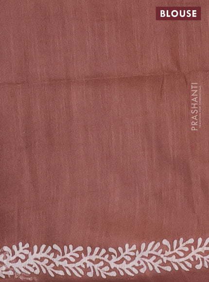 Semi bamboo saree mild purple shade and brown with allover thread weaves & prints and printed border