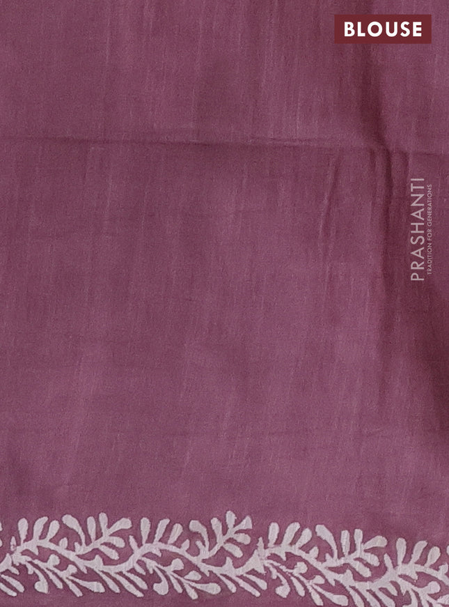 Semi bamboo saree peach pink and mauve pink with allover thread weaves & prints and printed border