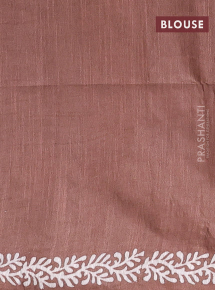 Semi bamboo saree mild purple shade and brown with allover thread weaves & prints and printed border