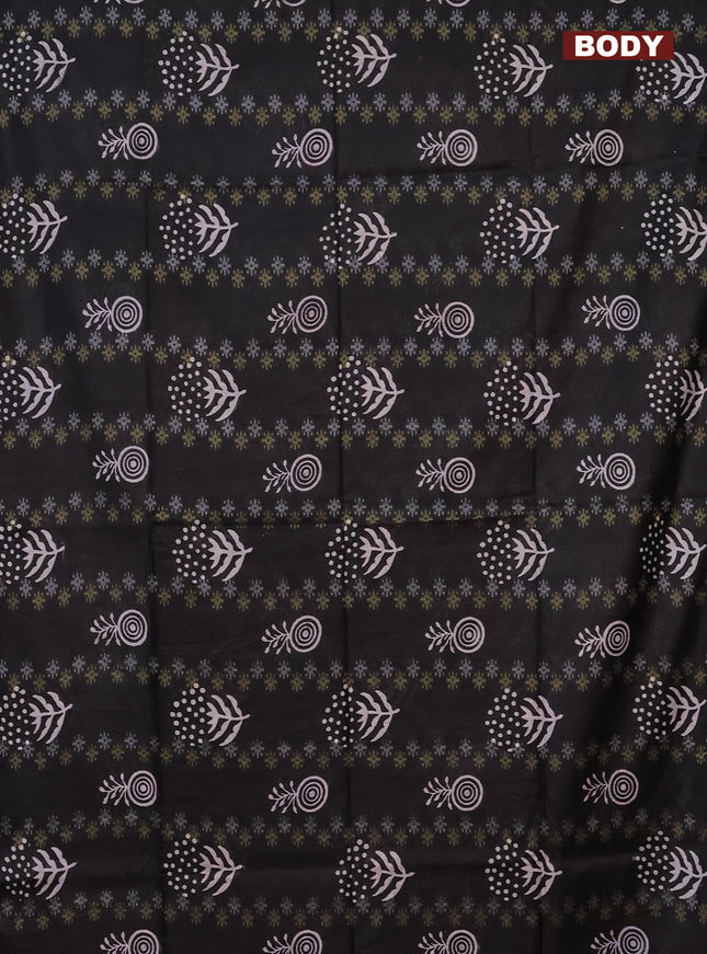 Semi bamboo saree elephant grey and pink with allover thread weaves & butta prints in borderless style