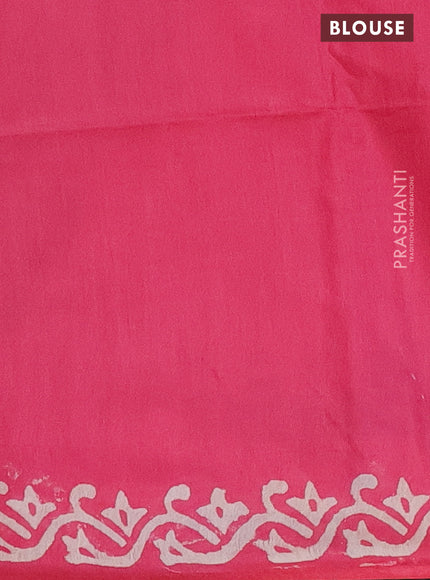 Semi bamboo saree elephant grey and pink with allover thread weaves & butta prints in borderless style