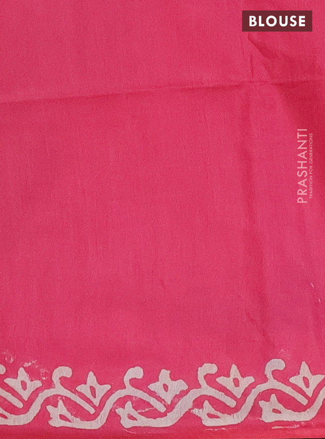 Semi bamboo saree elephant grey and pink with allover thread weaves & butta prints in borderless style