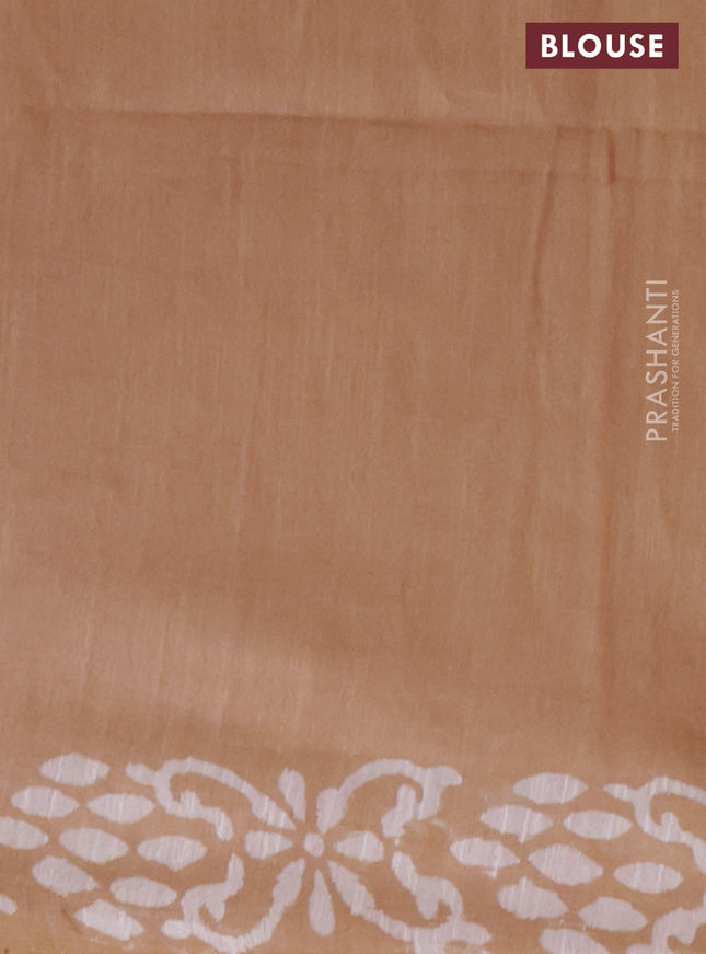 Semi bamboo saree purple and sandal with allover thread weaves & prints in borderless style