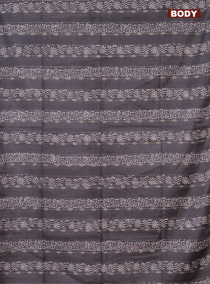 Semi bamboo saree grey shade and pink with allover thread weaves & prints in borderless style