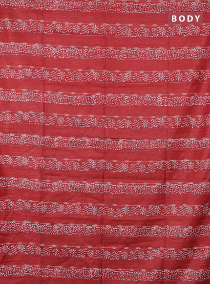 Semi bamboo saree peach orange and brown shade with allover thread weaves & prints in borderless style