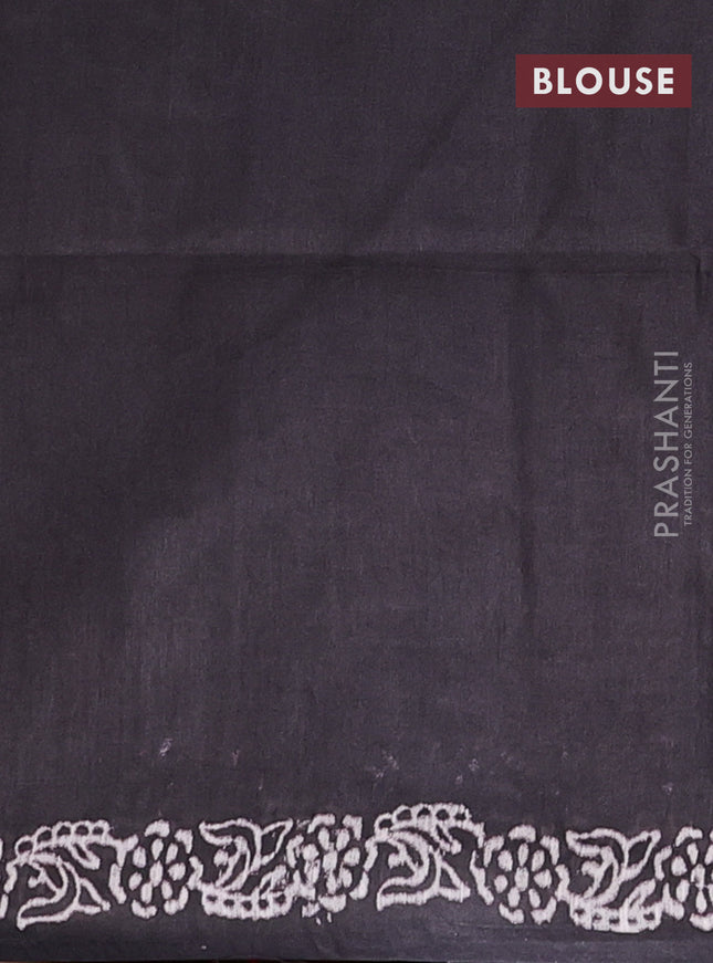 Semi bamboo saree peach orange and elephant grey with allover thread weaves & prints in borderless style