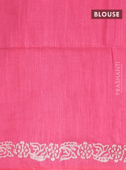 Semi bamboo saree grey and pink with allover thread weaves & prints in borderless style