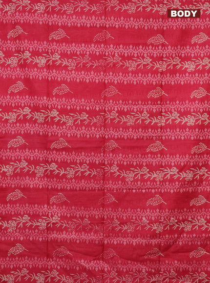 Semi bamboo saree pink and brown with allover thread weaves & prints in borderless style