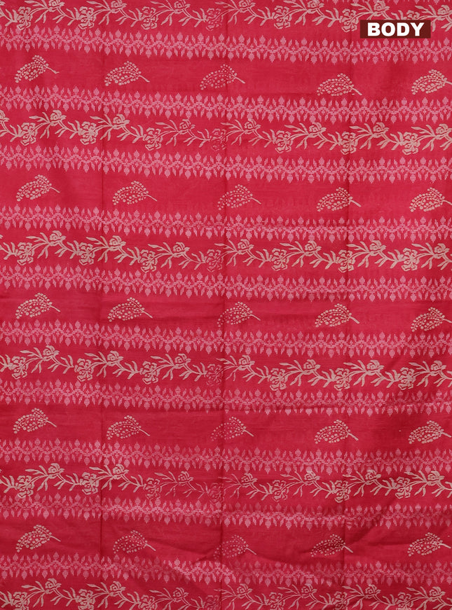 Semi bamboo saree pink and brown with allover thread weaves & prints in borderless style