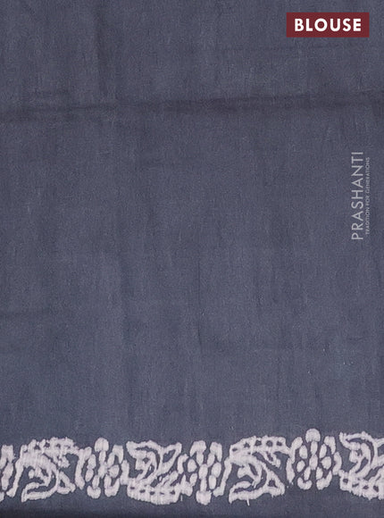 Semi bamboo saree pastel green and grey with allover thread weaves & prints in borderless style