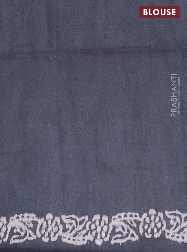 Semi bamboo saree pastel green and grey with allover thread weaves & prints in borderless style