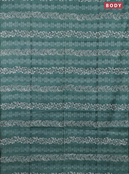 Semi bamboo saree pastel green and elephant grey with allover thread weaves & prints in borderless style