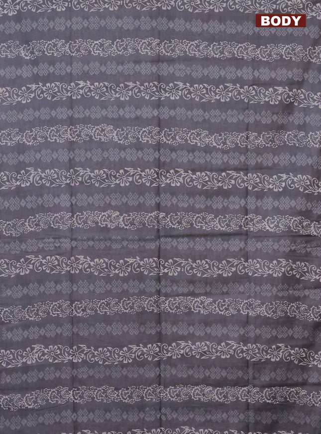 Semi bamboo saree grey and candy pink with allover thread weaves & prints in borderless style