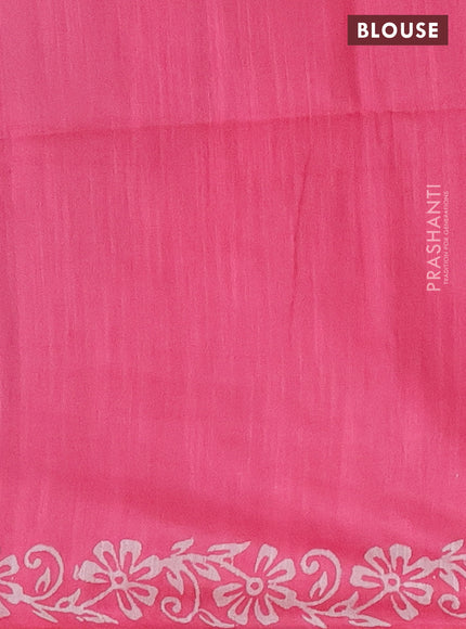 Semi bamboo saree grey and candy pink with allover thread weaves & prints in borderless style