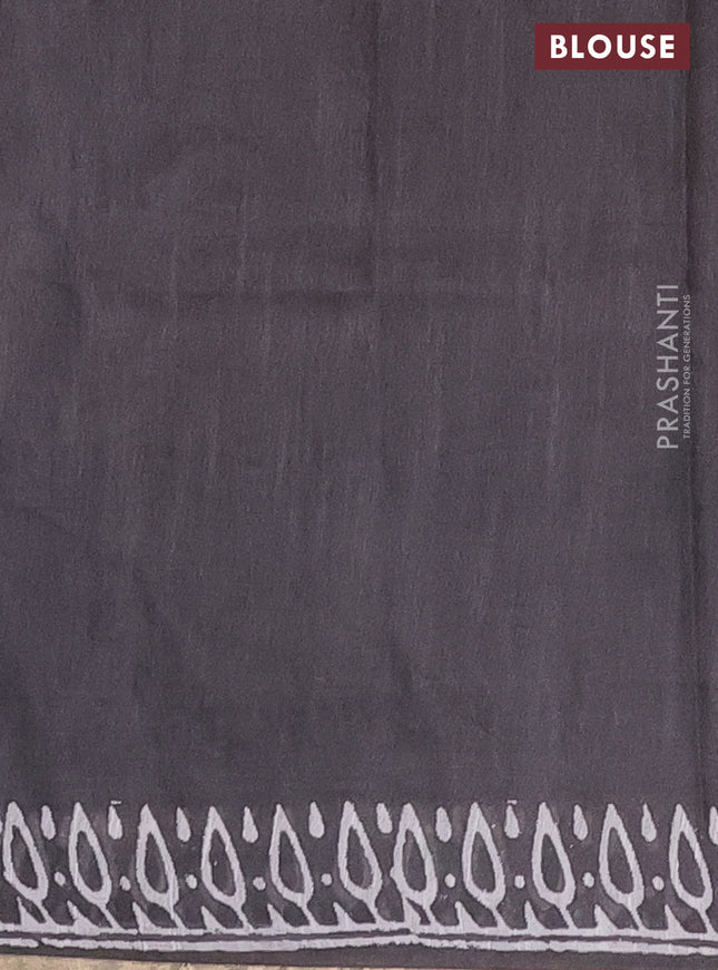 Semi bamboo saree peach shade and grey with allover thread weaves & butta prints and zari woven piping border