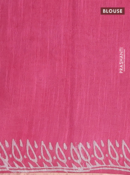 Semi bamboo saree grey and candy pink with allover thread weaves & butta prints and zari woven piping border