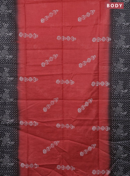 Semi bamboo saree peach pink and elephant grey with allover thread weaves & prints and printed border