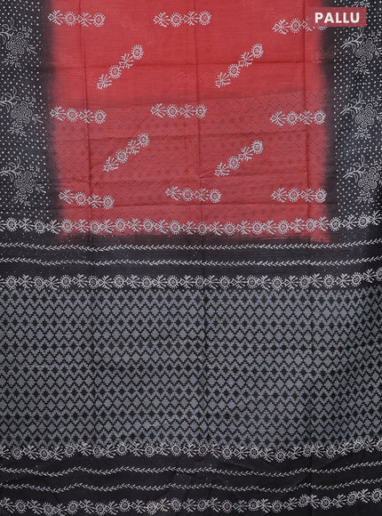 Semi bamboo saree peach pink and elephant grey with allover thread weaves & prints and printed border