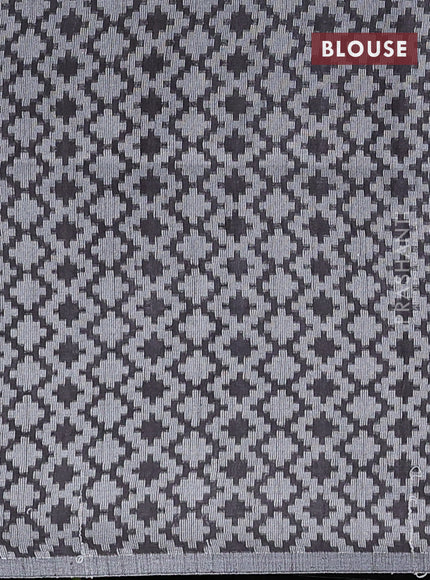 Semi bamboo saree peach pink and elephant grey with allover thread weaves & prints and printed border