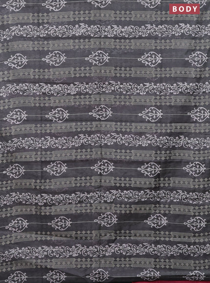 Semi bamboo saree grey and candy pink with allover thread weaves & prints in borderless style