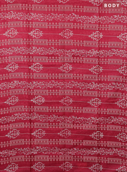 Semi bamboo saree peach pink and brown with allover thread weaves & prints in borderless style