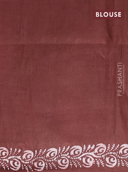 Semi bamboo saree peach pink and brown with allover thread weaves & prints in borderless style