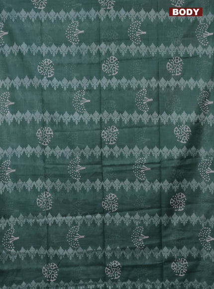 Semi bamboo saree pastel green shade and grey with allover thread weaves & butta prints in borderless style