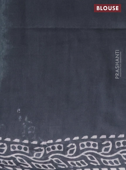 Semi bamboo saree pastel green shade and grey with allover thread weaves & butta prints in borderless style