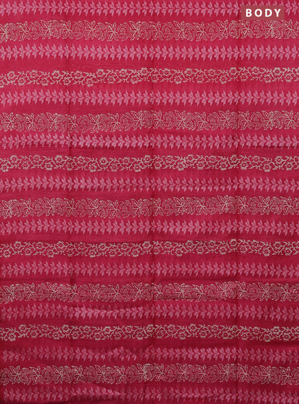 Semi bamboo saree pink and brown with allover thread weaves & prints in borderless style