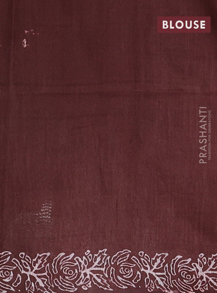 Semi bamboo saree pink and brown with allover thread weaves & prints in borderless style