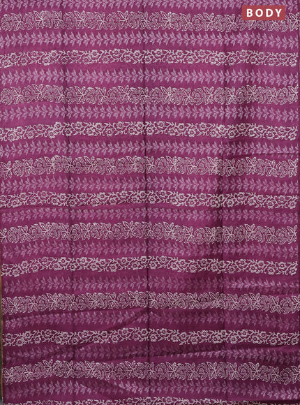 Semi bamboo saree mauve pink and sandal with allover thread weaves & prints in borderless style