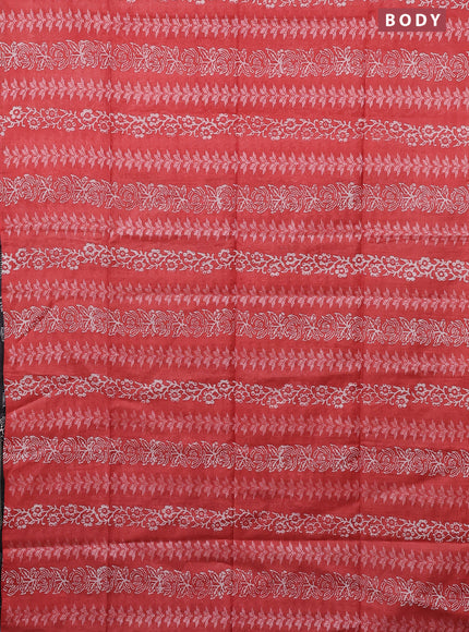 Semi bamboo saree dark peach and elephant grey with allover thread weaves & prints in borderless style