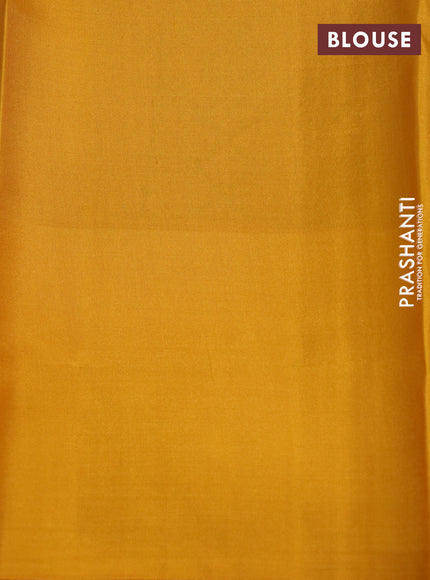 Pure kanchipuram silk saree cs blue and yellow with zari woven buttas and simple border